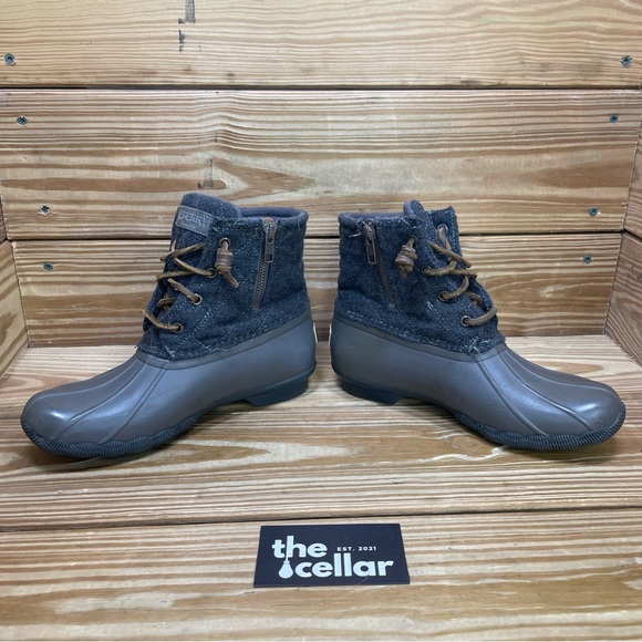 Sperry Womens 6 Boots Saltwater Wool Ankle Winter Booties Gray - Picture 3 of 8